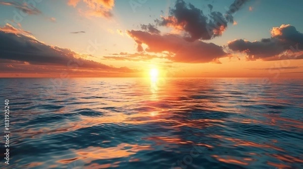 Obraz Concept of new beginnings in 2026 showing sunrise over horizon symbolizing hope growth and positive energy