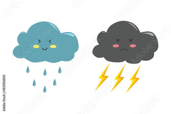 Obraz cute weather cloud characters illustration