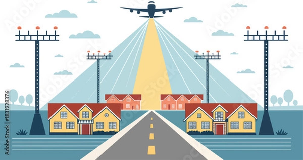 Obraz Floodlights at Airport Spreading Light Pollution at Night