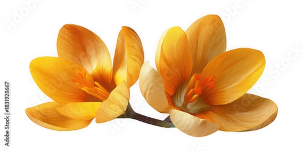 Fototapeta Vibrant golden crocus blooms bring a touch of spring to designs and creative projects isolated on a transparent background