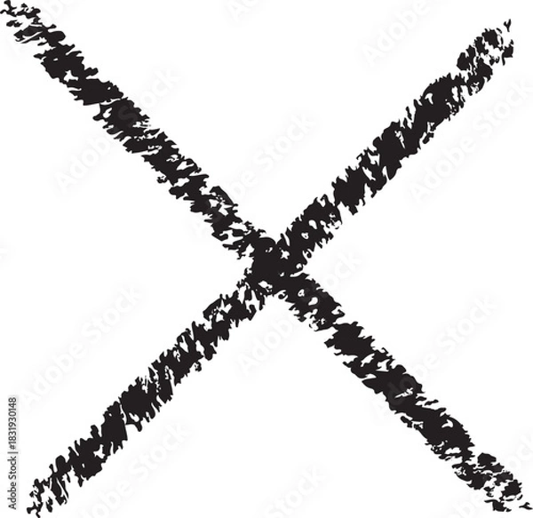 Fototapeta Brush-Stroke Cross Shape. Hand-Painted Effect Vector Design.