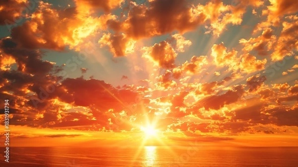 Obraz Concept of new beginnings in 2026 showing sunrise over horizon symbolizing hope growth and positive energy