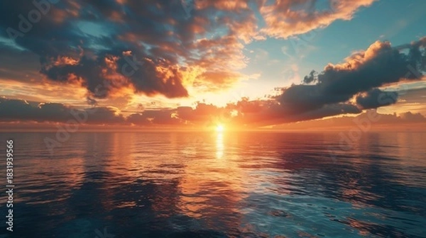 Obraz Concept of new beginnings in 2026 showing sunrise over horizon symbolizing hope growth and positive energy