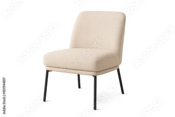 Fototapeta Elegant beige upholstered chair isolated on a transparent background, modern design