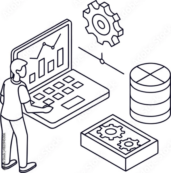 Fototapeta Data Science and AI Vector Illustration