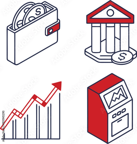 Obraz Finance and Banking Icons Vector Set