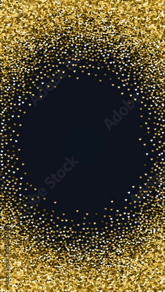 Obraz Gold hearts scattered on black background.