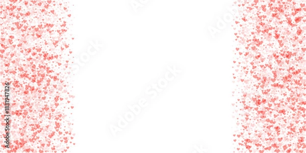 Obraz Red hearts scattered on white background.