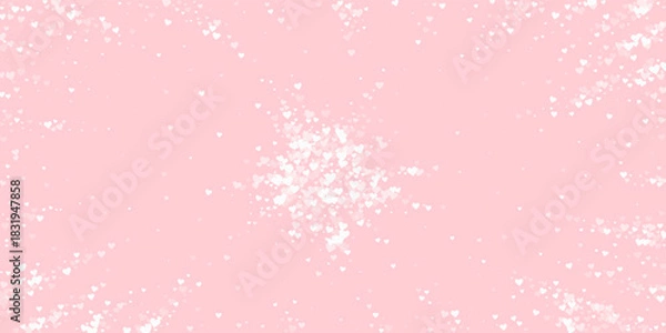 Obraz White hearts scattered on pink background.