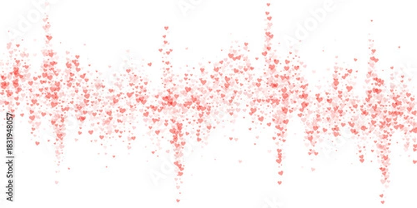 Obraz Red hearts scattered on white background.