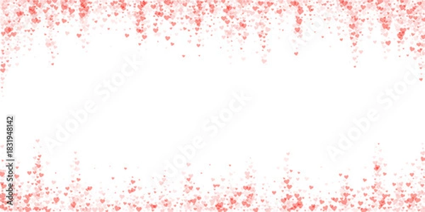 Obraz Red hearts scattered on white background.