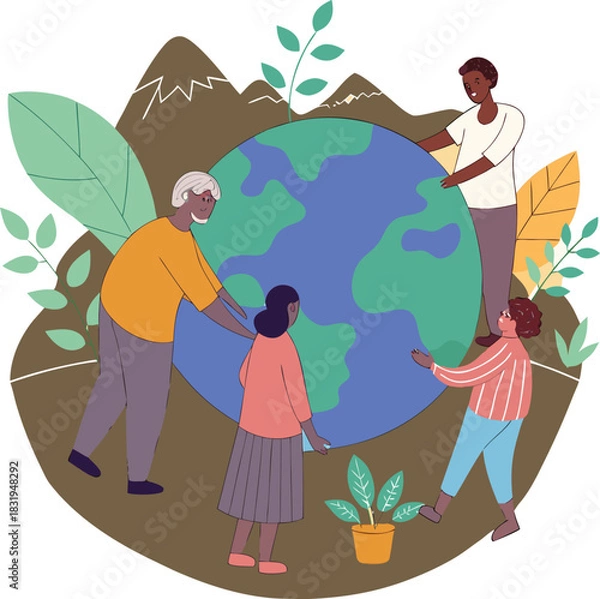 Fototapeta Global Community Diversity Vector Illustration