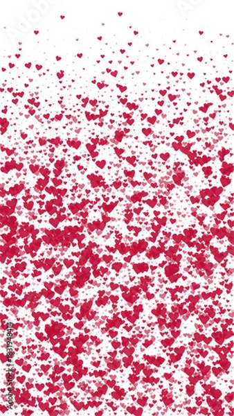 Obraz Red hearts scattered on white background.