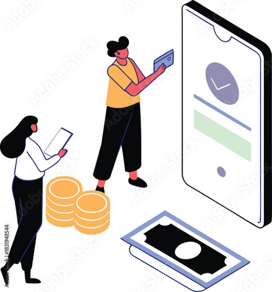Fototapeta Mobile Banking Illustration Vector