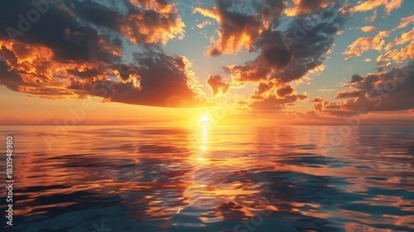 Obraz Concept of new beginnings in 2026 showing sunrise over horizon symbolizing hope growth and positive energy