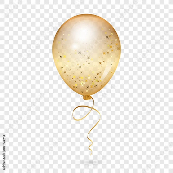 Obraz Balon - ilustracji wektorowych złoty błyszczący balon - przezroczyste tło