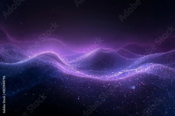 Obraz Abstract cosmic nebula waves of purple light and stars in deep space
