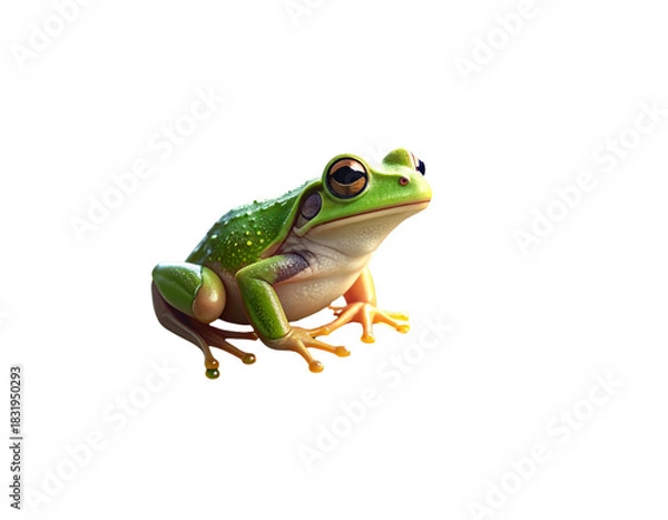 Obraz Cute Frog Sitting on Leaf Illustration