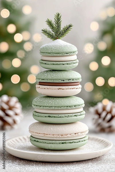 Fototapeta Stack of christmas macarons