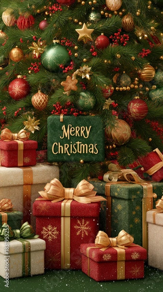 Fototapeta Christmas tree with the presents