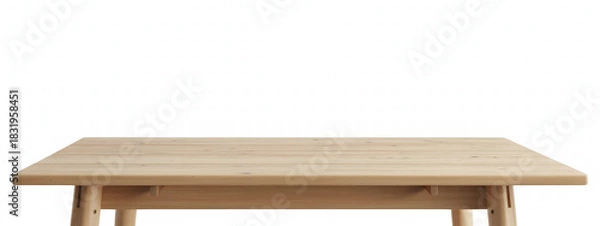 Fototapeta A light wood table with a white background, perfect for product placement