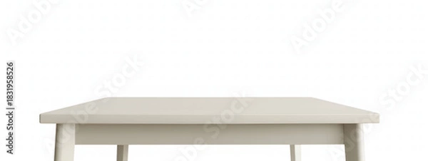Fototapeta A simple, light-colored table with a white background, perfect for product placement