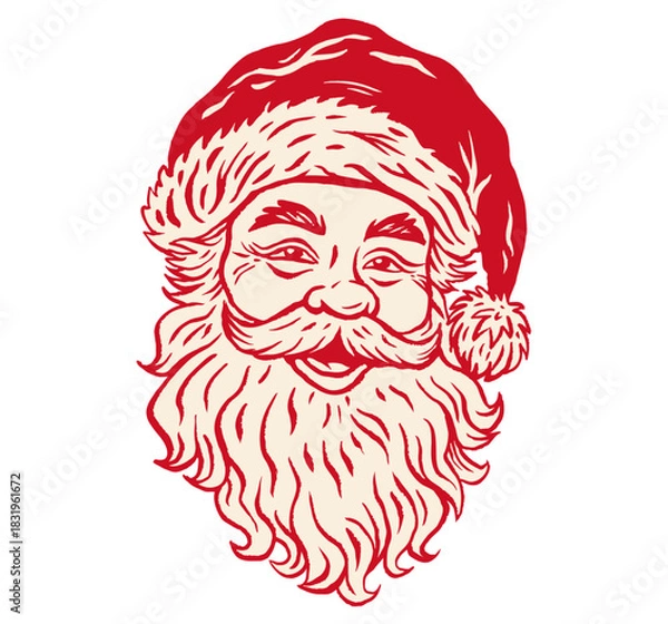 Obraz Vintage vector illustration of Santa Claus. Vector retro vintage card with Santa for Christmas and New year.