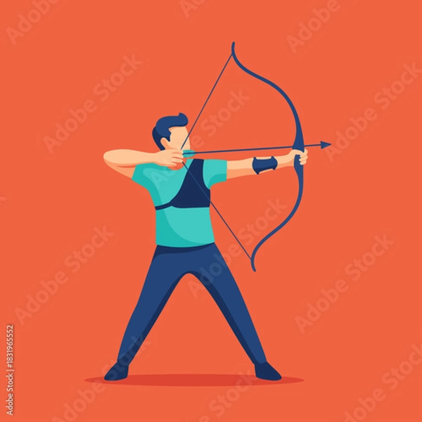 Fototapeta Archery Draw Bow Flat Illustration