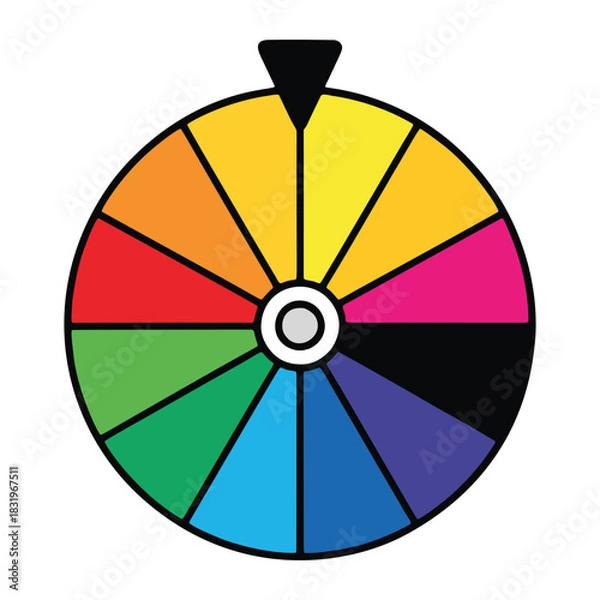 Obraz Vector illustration of a colorful spinning prize wheel with twelve sections