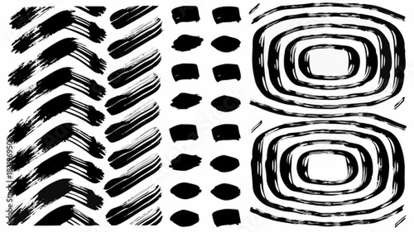 Fototapeta Bold black brushstroke pattern with organic shapes, perfect for modern designs and creative backgrounds, adding unique texture to any project, original vector graphic