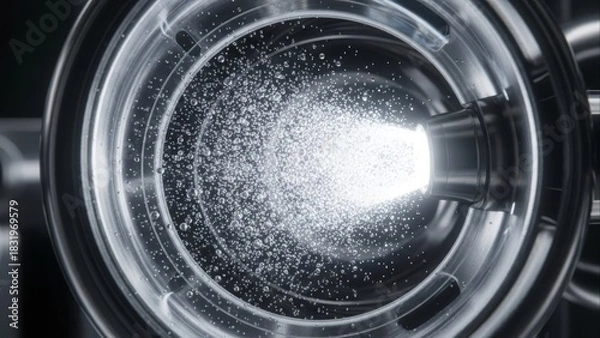 Obraz Abstract Clear Liquid Spraying in Circular Pipe, Chrome Finish