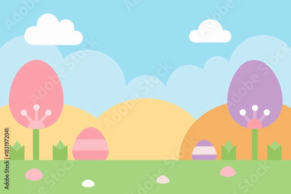 Obraz Easter themed pastel garden background simple vector illustration