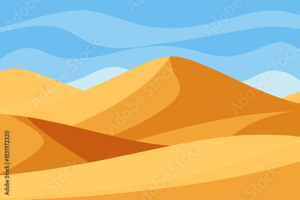 Obraz Desert sand dunes with soft shadows simple vector illustration