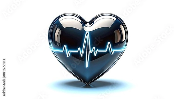 Obraz Heart symbol with heartbeat line reflecting health and vitality in modern design