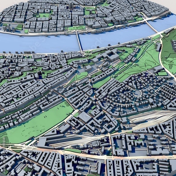 Obraz Cityscape Budapest Hungary, 3D Rendering