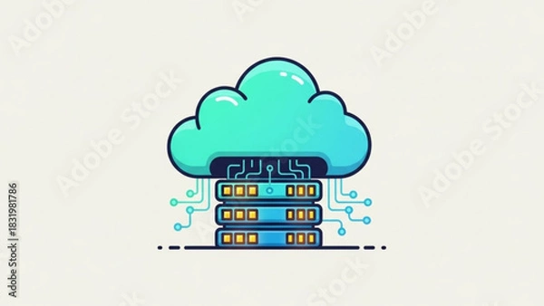 Obraz Cloud computing server data storage network technology infrastructure solutions design icon illustration