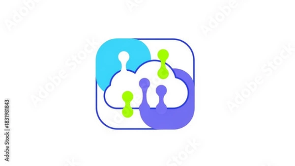 Obraz Cloud networking solutions for business it infrastructure and data management services vector logo design