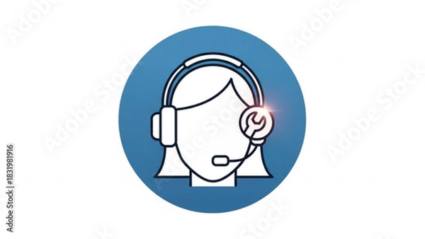 Obraz Technical support assistance call center help desk service wrench headset icon vector graphic design
