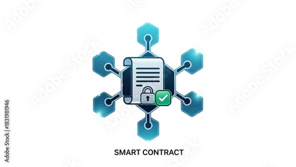 Obraz Smart contract blockchain technology secure agreement digital transaction ledger decentralized automation