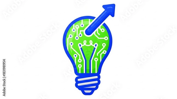 Obraz Innovative technology solution lightbulb with circuit and growth arrow for business success concept