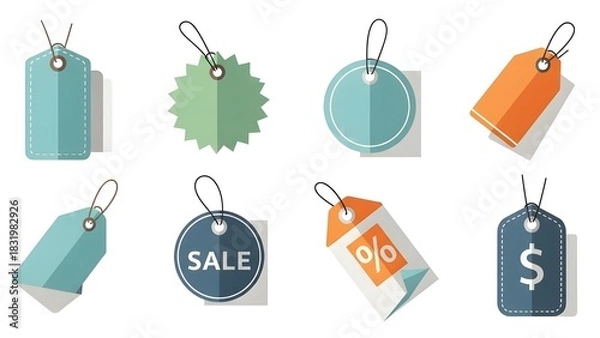 Obraz Price tag icons set. Flat style. Vector illustration isolated on white ba