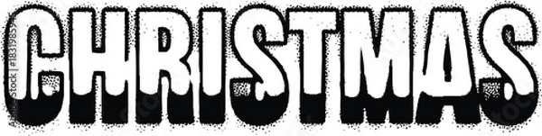 Fototapeta Graffiti style Christmas text with dripping effect and stippled texture word lettering