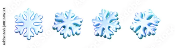 Fototapeta Blue halftone snowflakes with dotted texture in retro comic style isolated on a white background. Vintage print effect winter snowflakes for Christmas or New Year design, card, poster. 3D vector icon