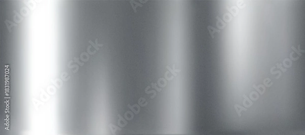 Fototapeta 3D silver metal gradient background with chrome foil and grunge noise gradation texture. Glossy stainless steel surface with mirror reflection and smooth sheen. Realistic shiny vector bg