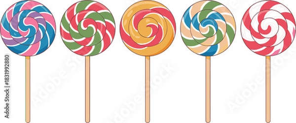 Fototapeta Fun Candy Lollipop Vector Pack for Kids Designs