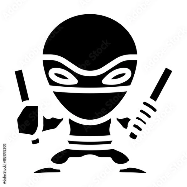 Obraz Ninja Combat Ready Vector Glyph Icon Design