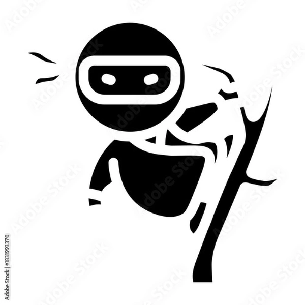 Obraz Ninja Climbing Tree Vector Glyph Icon Design