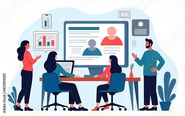 Fototapeta Teamwork, network and community concept. High quality