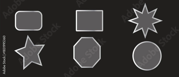 Obraz Geometric shapes with silver borders on a dark background are arranged neatly