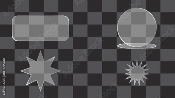 Obraz Glass morphism effect shapes on a checkered background for graphic design